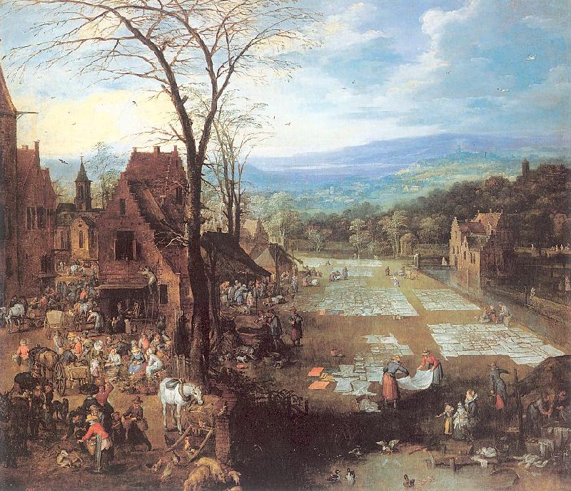 Momper II, Joos de A Flemish Market and Washing-Place oil painting picture